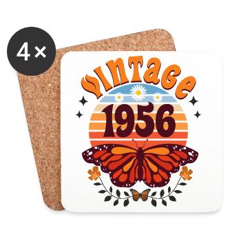 1956 Papillon 70 Ans Anniversaire Femme - Dessous de verre (lot de 4) - blanc - Devant