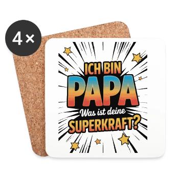 Ich bin Papa – Was ist deine Superkraft? - Untersetzer (4er-Set) - Weiß - Vorne