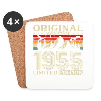 70ème Anniversaire Millésime Septembre Millésime 1955 - Dessous de verre (lot de 4) - blanc - Devant