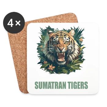 Sumatra-Tiger - Untersetzer (4er-Set) - Weiß - Vorne