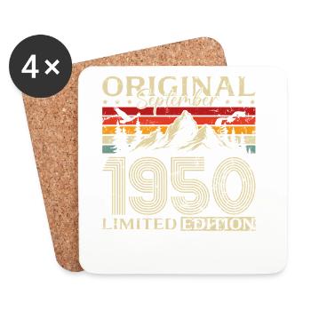 75ème Anniversaire Vintage Septembre Millésime 1950 - Dessous de verre (lot de 4) - blanc - Devant