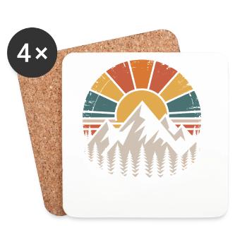Mountains and sunset design - Coasters (set of 4) - white - Front