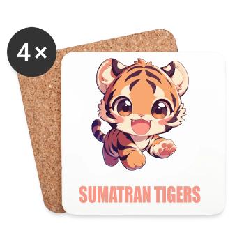 Sumatra-Tiger - Untersetzer (4er-Set) - Weiß - Vorne