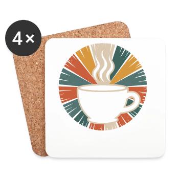 Warming Coffee Mug Retro Design - Coasters (set of 4) - white - Front