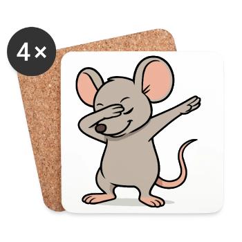 Mouse dabbing - Coasters (set of 4) - white - Front