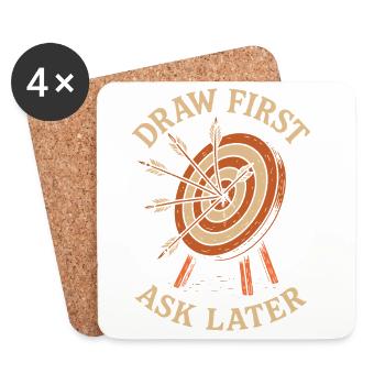 Glisser d’abord, demander plus tard, tir à l’arc - Dessous de verre (lot de 4) - blanc - Devant