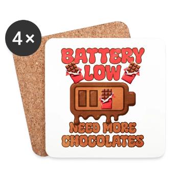 Schokoladen-Batterie mit Humor - Untersetzer (4er-Set) - Weiß - Vorne