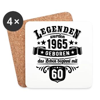 Legends were born in 1965 - 60th birthday - Coasters (set of 4) - white - Front