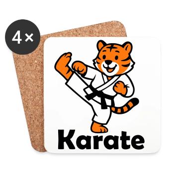 Karate Tiger - Untersetzer (4er-Set) - Weiß - Vorne
