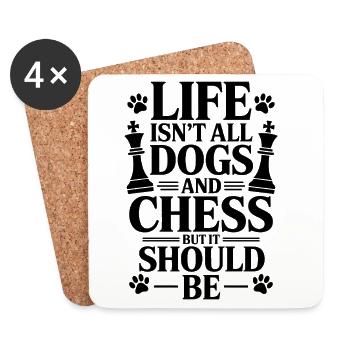 Échecs Dire Joueur D’échecs Chiens Cadeau D’échecs - Dessous de verre (lot de 4) - blanc - Devant