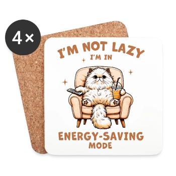 Lazy kitten saves energy - Coasters (set of 4) - white - Front