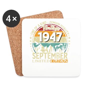 77ème Anniversaire Millésime Septembre Millésime 1947 - Dessous de verre (lot de 4) - blanc - Devant