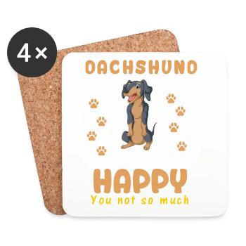 Cute Dachshund Make Me Happy Quote Design - Coasters (set of 4) - white - Front
