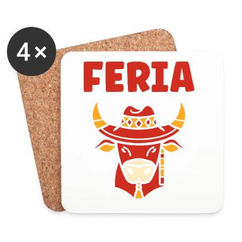Kuh-Feria mit traditionellem Feria-Hut - Untersetzer (4er-Set) - Weiß - Vorne