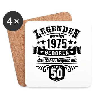 Legends were born in 1975 - 50th birthday - Coasters (set of 4) - white - Front