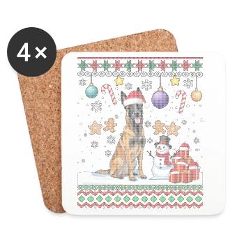 Santa Ugly Christmas Süße Katzen - Untersetzer (4er-Set) - Weiß - Vorne