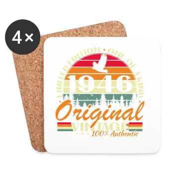 80 Years 1946 Vintage Retro Anniversary - Coasters (set of 4) - white - Front