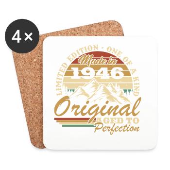 80 Years 1946 Vintage Retro Anniversary - Coasters (set of 4) - white - Front