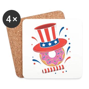  Donut Sprinkle Patriotic Independence Day 4th of - Untersetzer (4er-Set) - Weiß - Vorne