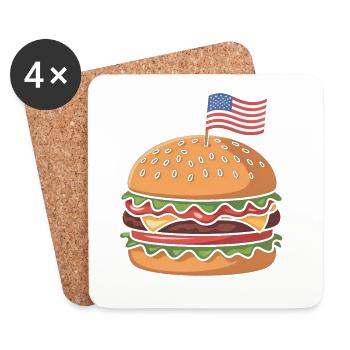 Cheeseburger Patriotic Independence Day 4th of - Coasters (set of 4) - white - Front