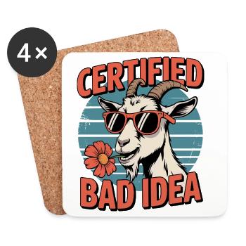 Zertifizierte Bad Idea Ziege - Untersetzer (4er-Set) - Weiß - Vorne