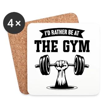 I'd rather be at the gym - Coasters (set of 4) - white - Front