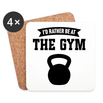 I'd rather be at the gym - Coasters (set of 4) - white - Front
