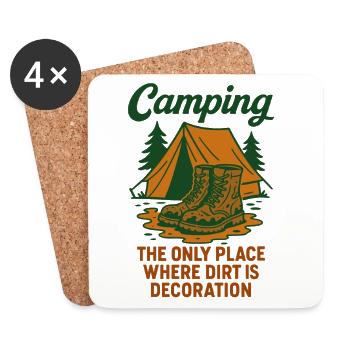 Camping The Only Place Where Dirt Is Decoration - Untersetzer (4er-Set) - Weiß - Vorne