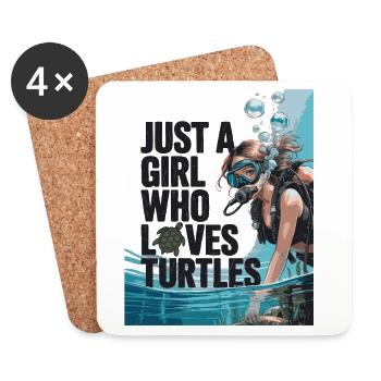 Just a girl who loves turtles - Coasters (set of 4) - white - Front
