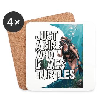 Just a girl who loves turtles - Coasters (set of 4) - white - Front