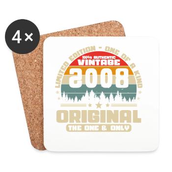 2008 Vintage Retro Geburtstagsgeschenk - Untersetzer (4er-Set) - Weiß - Vorne