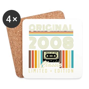 2008 Vintage Retro Geburtstagsgeschenk - Untersetzer (4er-Set) - Weiß - Vorne