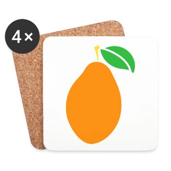 Poire Minimaliste et Colorée Mangue - Dessous de verre (lot de 4) - blanc - Devant