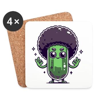 Cucumber with Afro - Coasters (set of 4) - white - Front