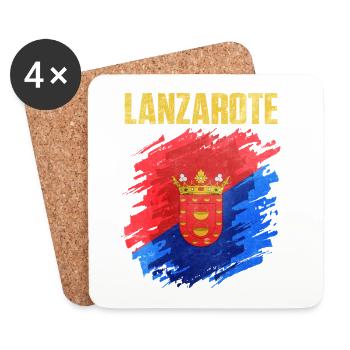 Conception des armoiries de l’île de Lanzarote - Dessous de verre (lot de 4) - blanc - Devant