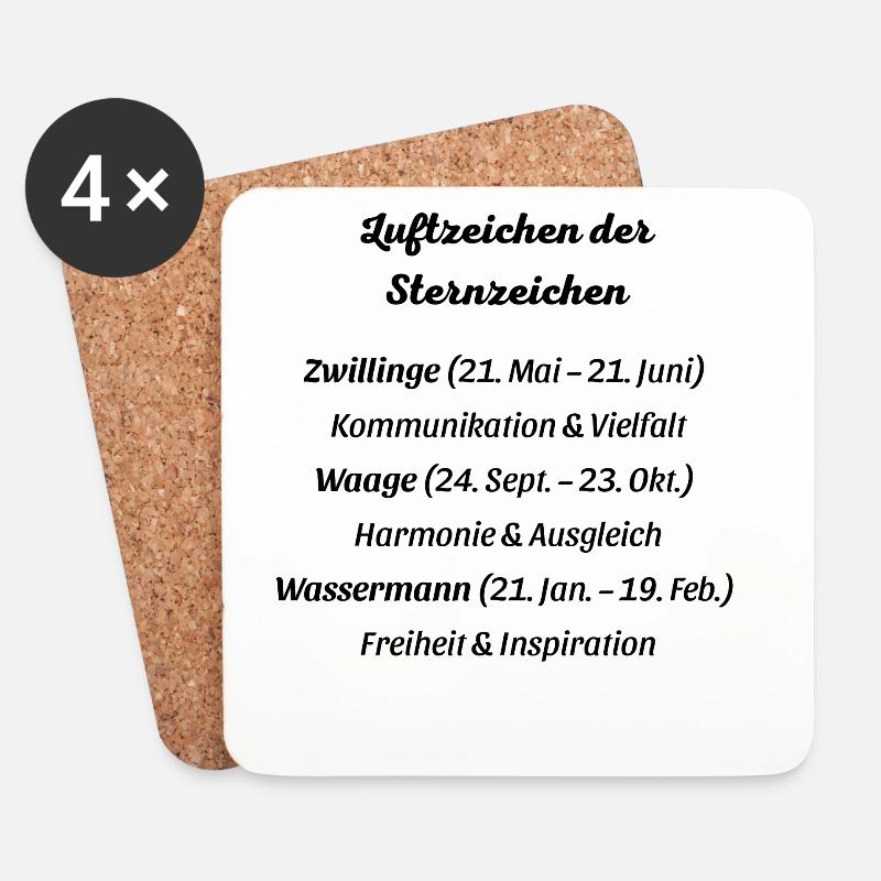 Luftzeichen der Sternzeichen - Untersetzer (4er-Set) - Weiß