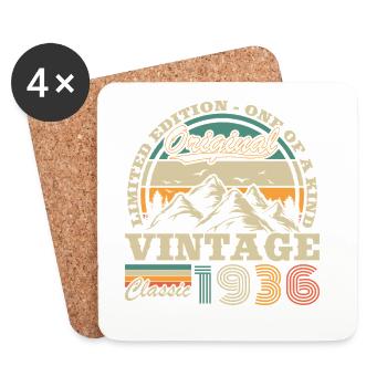 1936 Vintage Rétro Cadeau d’anniversaire - Dessous de verre (lot de 4) - blanc - Devant