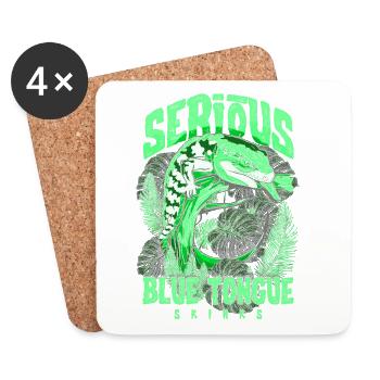 Gardien de reptiles sérieux au sujet des scinques à langue bleue - Dessous de verre (lot de 4) - blanc - Devant