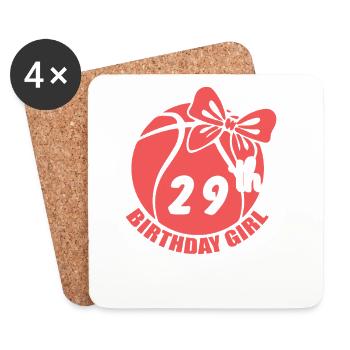 Basketball 29. Geburtstag Basketballerin - Untersetzer (4er-Set) - Weiß - Vorne