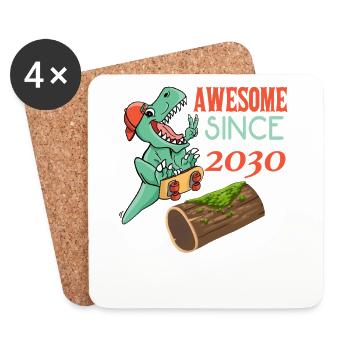 Dino Skater Birthday 2030 - Coasters (set of 4) - white - Front