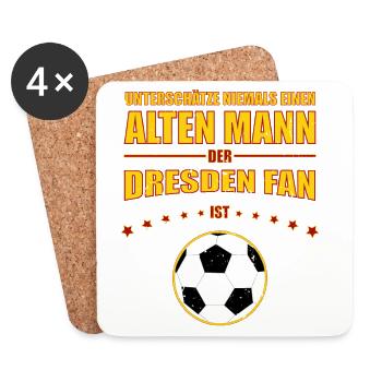Old Man - Dresden Football Fan | Retro Vintage - Coasters (set of 4) - white - Front