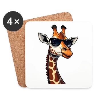 Girafe cool avec des lunettes de soleil - Dessous de verre (lot de 4) - blanc - Devant
