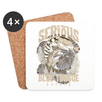 Gardien de reptiles sérieux au sujet des scinques à langue bleue - Dessous de verre (lot de 4) - blanc - Devant