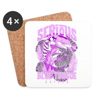 Gardien de reptiles sérieux au sujet des scinques à langue bleue - Dessous de verre (lot de 4) - blanc - Devant