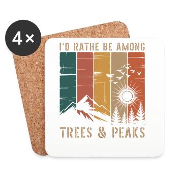 Retro Natur Berge Silhouette Spruch Wandern - Untersetzer (4er-Set) - Weiß - Vorne