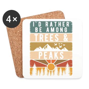 Plutôt être parmi les arbres et les sommets Nature rétro - Dessous de verre (lot de 4) - blanc - Devant
