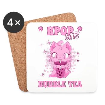 K-Pop Chaton au Bubble Tea Corée du Sud Séoul - Dessous de verre (lot de 4) - blanc - Devant