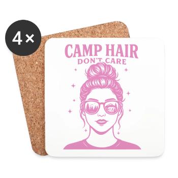Camp Hair Don't Care Funny Camping Camper - Coasters (set of 4) - white - Front