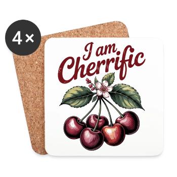 I Am Cherrific – Boho Cherry Wordplay Vintage - Coasters (set of 4) - white - Front