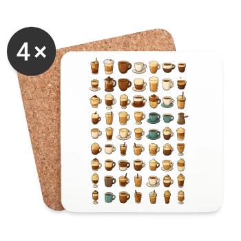Various coffee drinks illustration - Coasters (set of 4) - white - Front